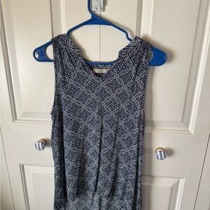 Dalia Sleeveless Tunic Top Size S Blue & White